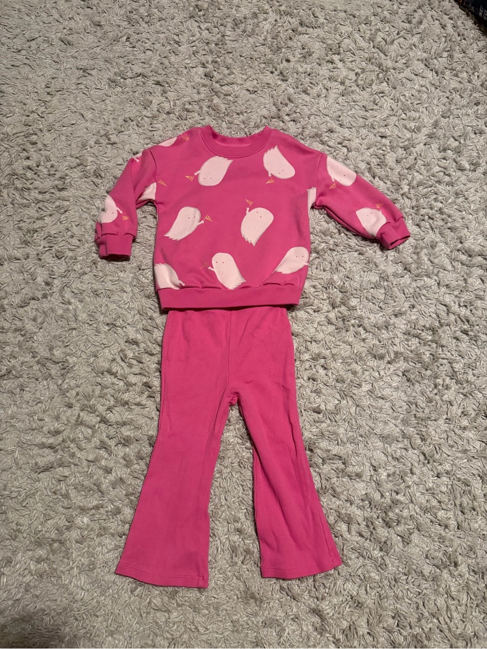 Baby Gap Girls Halloween Outfit Cute Pink Ghost Fleece Sweatshirt Pants
